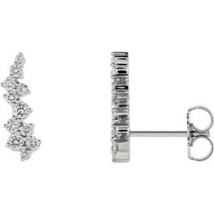 Diamond Ear Climbers In 14K White Gold (3/8 ct. tw.) - Picture 1 of 2