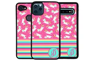 Unicorn Candy Stripe Rainbow Personalized Phone Case for Apple Samsung LG Google - Picture 1 of 7