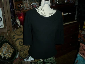 DONNA RICCO New York Sharp Jet Black Draped Blouse Size 6 - Picture 1 of 2
