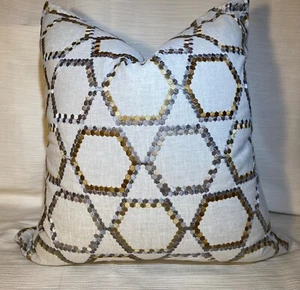 20” x 20” KOVI M2532 Rococo Geometric Embroidery Heavy Duty Fabric PILLOW COVER - Picture 1 of 12