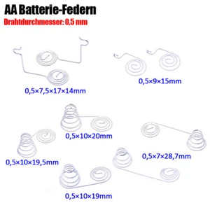 Batterie Minus- und Plus-Spule AA Feder Kontaktplatte NIckel Drahtfeder d=0,5 mm - Picture 1 of 12