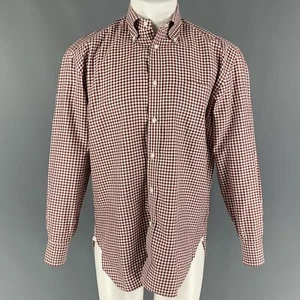 BORRELLI para Wilkes Bashford Talla M Blanco Burdeos de Cuadros Camisa Algodón - Imagen 1 de 5
