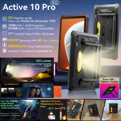 Blackview Active 10 Pro Rugged 5G Tablet PC Android 14 Mobile 30000mAh Unlocked - Image 1 of 4