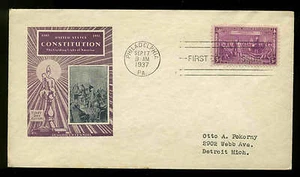 798 CONSTITUTION FDC PHILADELPHIA, PA PLANTY P12 IOOR CACHET - Picture 1 of 1