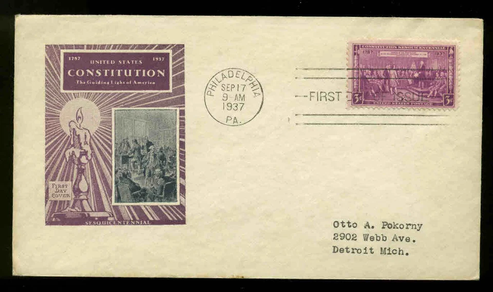 798 CONSTITUTION FDC PHILADELPHIA, PA PLANTY P12 IOOR CACHET - Image 1 of 1