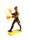 VINTAGE ELASTOLIN GERMAN ARMY MARCHING MUSICIAN. CYMBALS.  PLASTIC 7.5cm RANGE