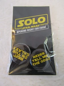 Star Wars Solo AMC Opening Night Fan Event Han Solo 2 Button Pin Pack Promo 2018 - Bild 1 von 2