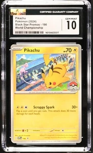 2024 Pokemon Svp En-Sv Black Star Promo 190 Pikachu World Championships CGC 10 - Picture 1 of 2