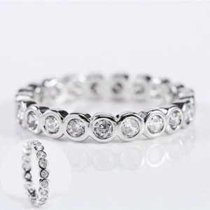 Wedding Round Cut 925 Silver Ring Jewelry Rings Women Size 6-10 White Sapphire - Picture 1 of 15