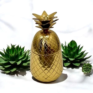 Gold Ananas Tischplatte Eiskübel Vintage 29cm Distressed Weinkühler Eis Geschenk - Bild 1 von 10