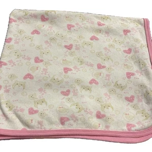 Manta de bebé Small Wonders blanca rosa corazones de cachorro algodón Luv talla única para la mayoría - Imagen 1 de 15