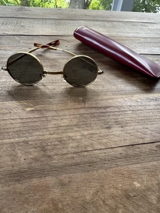 Vintage Sonnenbrille gold filigran rund Steampunk John Lennon graue Gläser 70’er - Bild 1 von 19