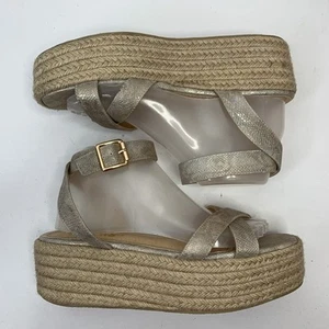 Lulus Women’s 8.5 Platform Espadrille Sandal Cobi Beige Snake Open Toe Strappy - Picture 1 of 10