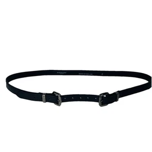 BURBERRY Black Leather Skinny Belt Size 2 Double Buckle Waist 28” - 32” - Picture 1 of 6
