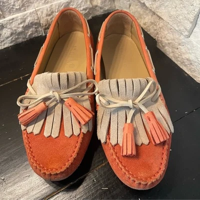 M. Gemi moccasin kiltie driving loafers suede salmon women’s shoes slip on - Image 1 of 4