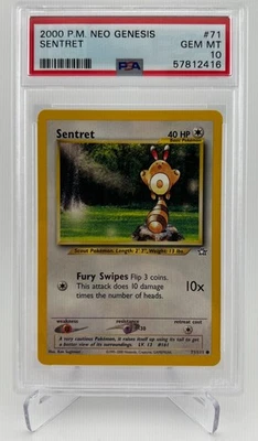 SENTRET ~ 2000 Pokemon Neo Genesis Card #71 ~ PSA 10 Gem Mint - Image 1 of 2