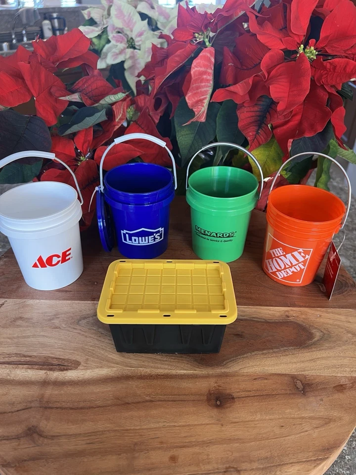 Lowe’s Menards Ace Home Depot Mini Buckets & Teeny Tote NEW! - Image 1 of 1