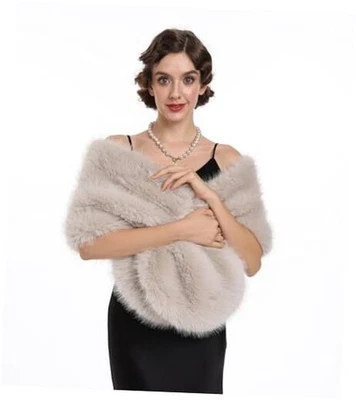  Mujer Invierno Imitación Piel Falsa Recta Boda Halloween Delgado-Suelo Caqui Claro Foto 1 de 4