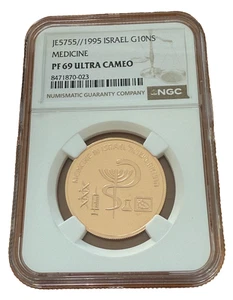 Israel 1995 Gold 1/2 oz 10 New Sheqalim NGC PF69UC Medicin - Picture 1 of 2