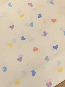 Pastel Hearts Fabric 100%Cotton 18”x39” QuiltingCrafts Pink Purple Blue Yellow - Picture 1 of 3