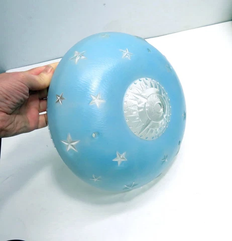 Vintage Art Deco Blue Glass & Etched Stars Ceiling Fixture Light Shade Globe 10" Cover