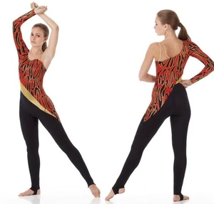 Hot Streak Child X-Small Dance Costume Contemporary Lyrical Stirrup Unitard New - Picture 1 of 7