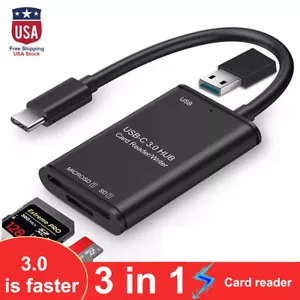 USB C to SD Card Reader Writer OTG Adapter USB 3.0 Micro SD Memory Card Reader - Picture 1 of 17