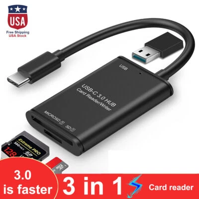 USB C to SD Card Reader Writer OTG Adapter USB 3.0 Micro SD Memory Card Reader - Image 1 of 4