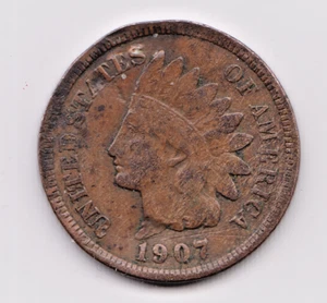 1907 INDIAN HEAD CENT in FINE condition ~ PLEASE SEE THE SCAN : stk I 457 - Picture 1 of 5
