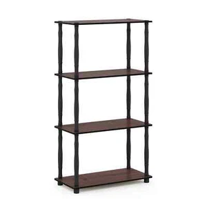 4 Tier Book Shelf Thin Vertical Bookshelf Bookcase Tall For Wall Small Narrow - Picture 1 of 5