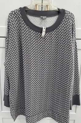 NUEVO CON ETIQUETAS Talbots 2X Gris Crema Suéter Geométrico SI15 Foto 1 de 4