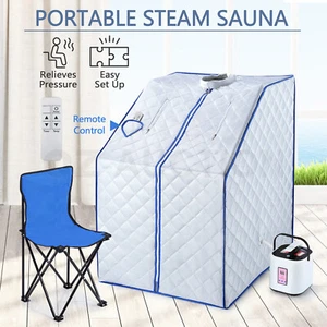 Portable Steam Sauna Tent Home Steamer Skin Body Spa Kit W/Chair+Remote Control - Picture 1 of 12