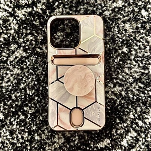 iPhone 13 Pro Case | Slim Geometric Cover for 6.1" in Marble Purple + Grip ๐ - Picture 1 of 4