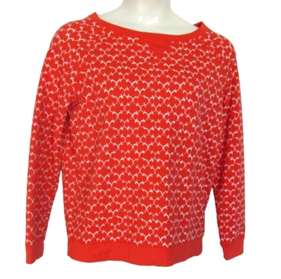 Женская большая уютная толстовка оранжево-красный пуловер с геометрическим принтом повседневный топ - Изображение 1 из 4