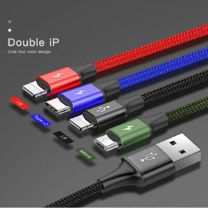 Baseus Fast 4in1 Plugs USB Charger Cable 1.2M For iPhone/Samsung/Huawei Phone - Picture 1 of 15