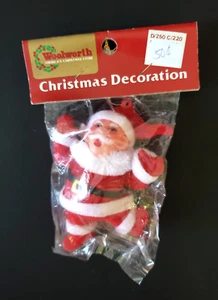 VTG WOOLWORTHS Flocked Santa Christmas Ornament 4" Tall NOS - Picture 1 of 8
