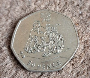 London 2012 Olympics '50p' Fifty pence coin. Collectable. 2011. Wheelchair - Picture 1 of 3