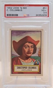 1952 TOPPS LOOK N'SEE #51 CHRISTOPHER COLUMBUS PSA VG+ 3.5 EXPLORERS - Rare SP! - Picture 1 of 2
