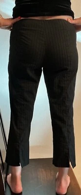 Pantalones negros de pierna recta de algodón para mujer DKNY talla 10, elásticos, cremallera lateral, recortados Foto 1 de 4