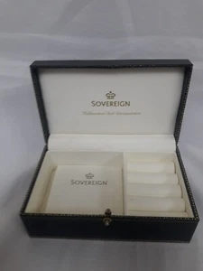 Sovereign Empty Watch Box Green Tooled Leather Vintage - Picture 1 of 8