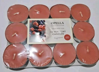  Opella Fresh Berries Fragranced Scented Tea Light Candles 12 pack - Image 1 of 2