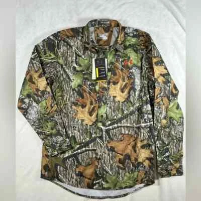 NWT Under Armor Mossy Oak Medium UA Hunt Camo Performance Button Front Shirt - Image 1 of 4