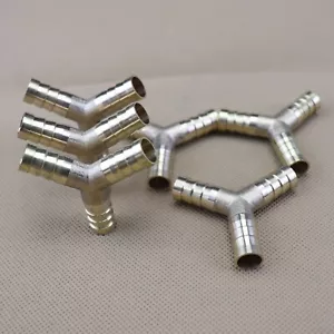6Pcs Way Brass Hose Barb Fitting Pipe Tubing Splicer Fuel Water Gas Air 3/8" Y-3 - Picture 1 of 6