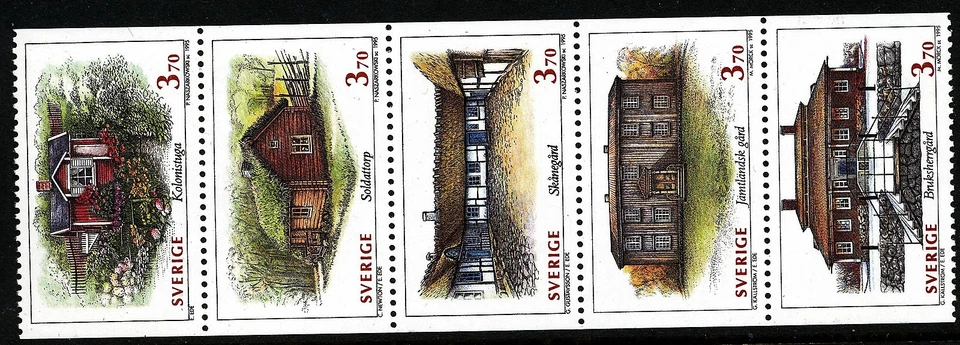 Sweden 1995 booklet pane Swedish houses 1. Country houses. MNH - Image 1 of 1