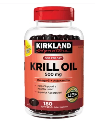 Aceite de krill Kirkland Signature 500 mg., 180 cápsulas blandas Foto 1 de 3