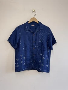 Kapital Japan EK-628 Linen Dot Embroidery Shirt Indigo Blue Size 2 (M) Japan - Picture 1 of 6
