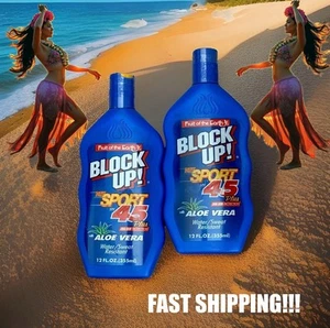 Sport Water and Sweat Resistant Ultra Sunscreen 45+ SPF 2 PK Aloe Vera Vitamin E - Picture 1 of 2