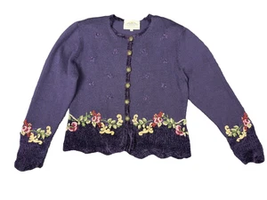 Cárdigan De Colección Susan Bristol Para Mujer M Púrpura Floral Bruja Academia Cottage Años 90 - Imagen 1 de 18