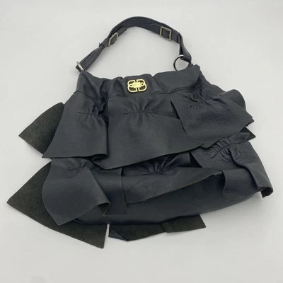 LE' BULGA black leather hobo bag purse - Image 1 of 4