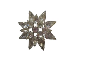 Broche prendedor vintage de plata "diamantes de imitación" blanco Starburst - Imagen 1 de 2